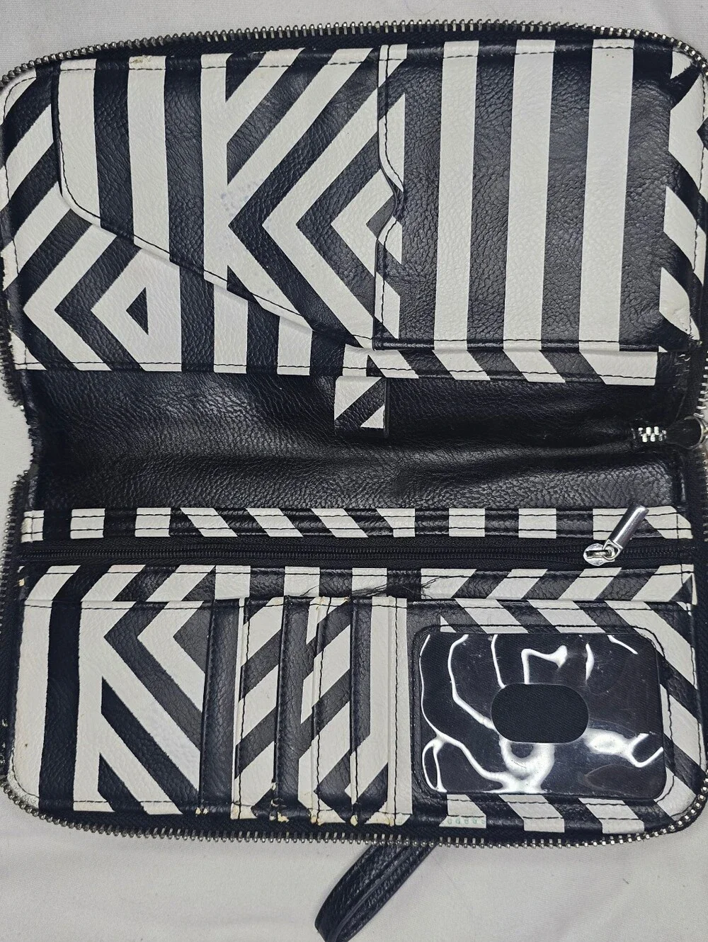 Black Leather Zip-Around Wristlet Wallet - Mens